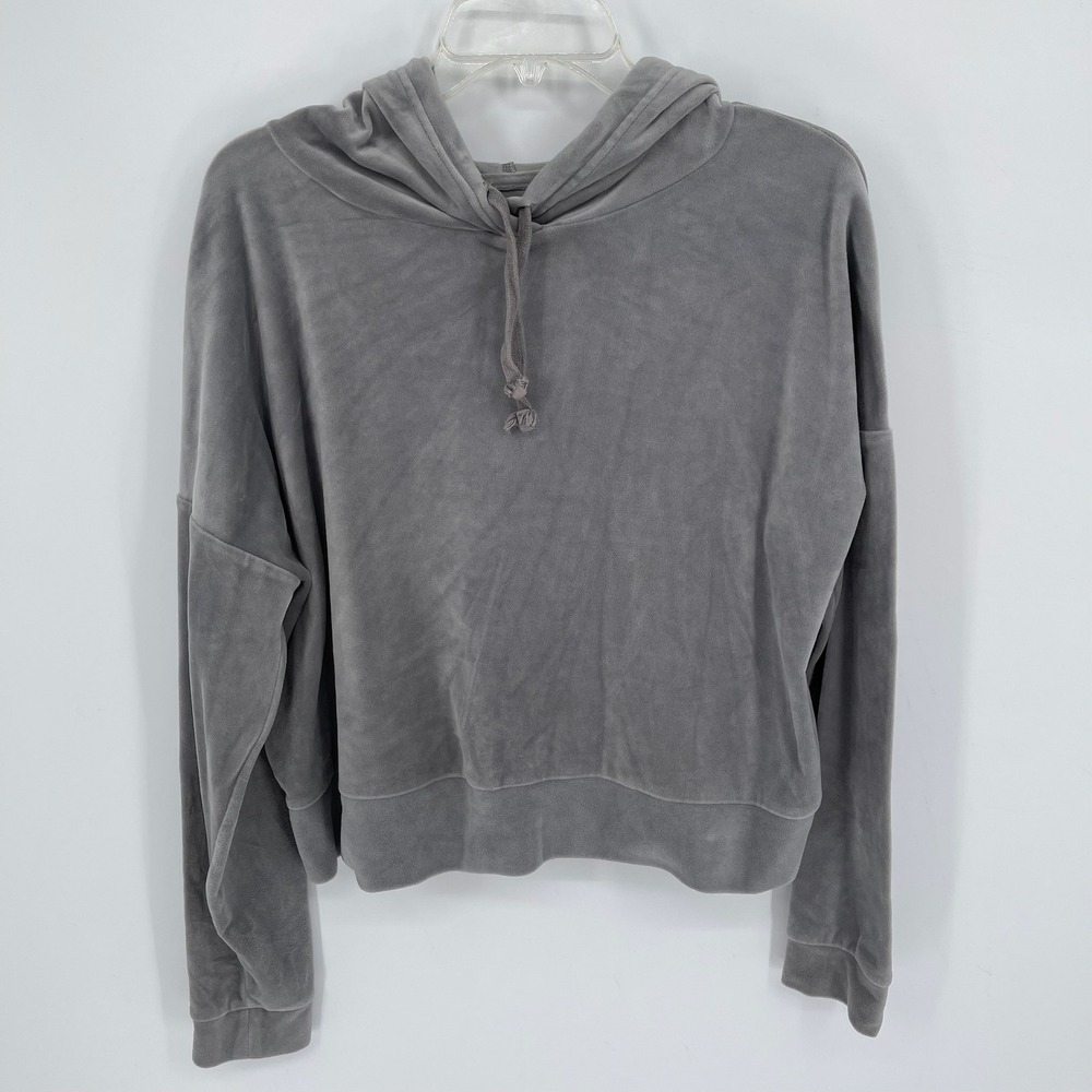SO The Lounge Life Women's Gray Velour Softest Hoodie‎ Size XL